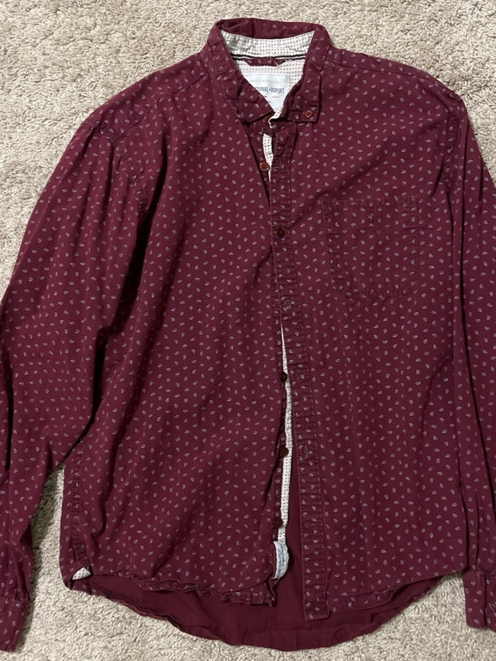 Lightweight Maroon Printed Shirt Jacket by Casual Report